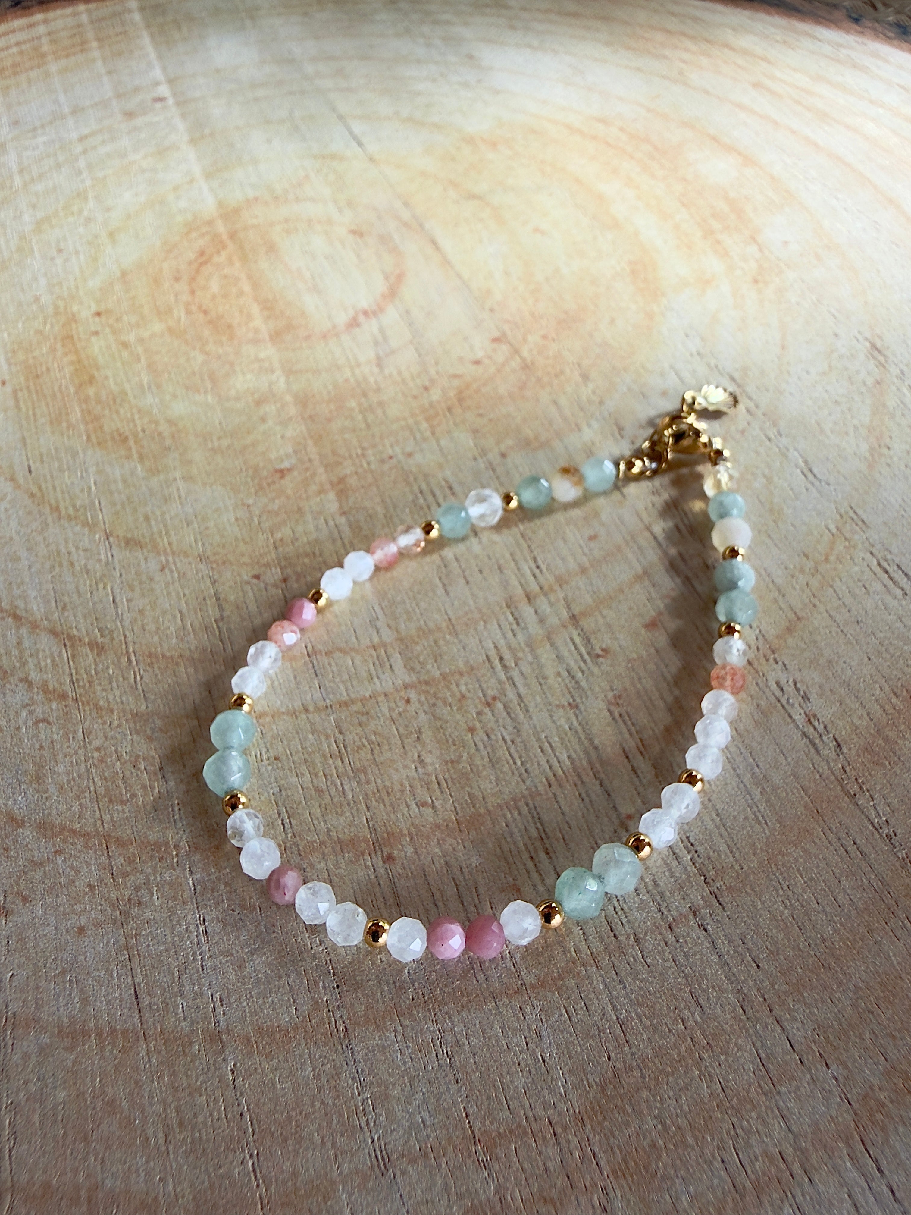 Bracelet en pierres naturelles aventurine, citrine et pierre du soleil – Solia