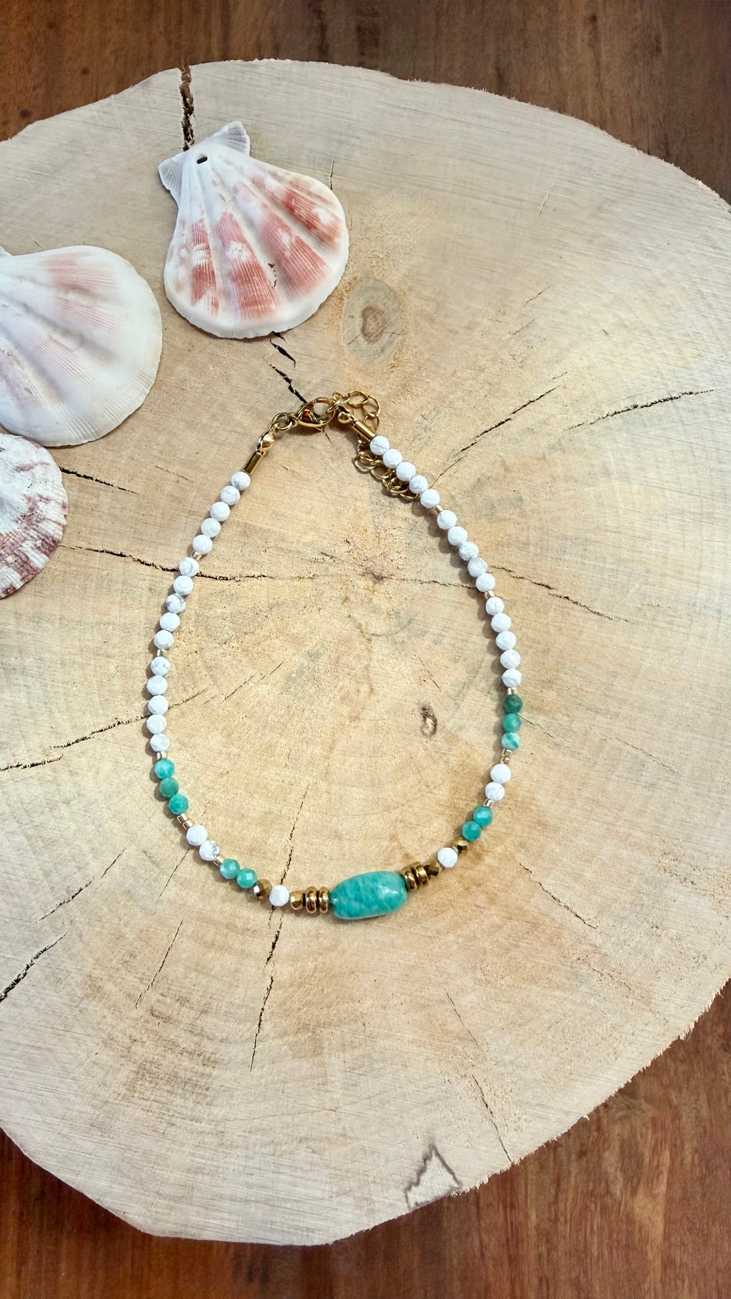 Chaîne de Cheville Amazonite & Howlite
