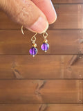 Boucles d’oreilles Améthyste & Hématite Dorée
