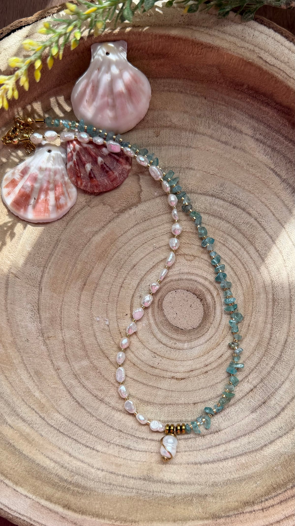 Collier Apatite Bleue & Perles d’Eau Douce – Perle