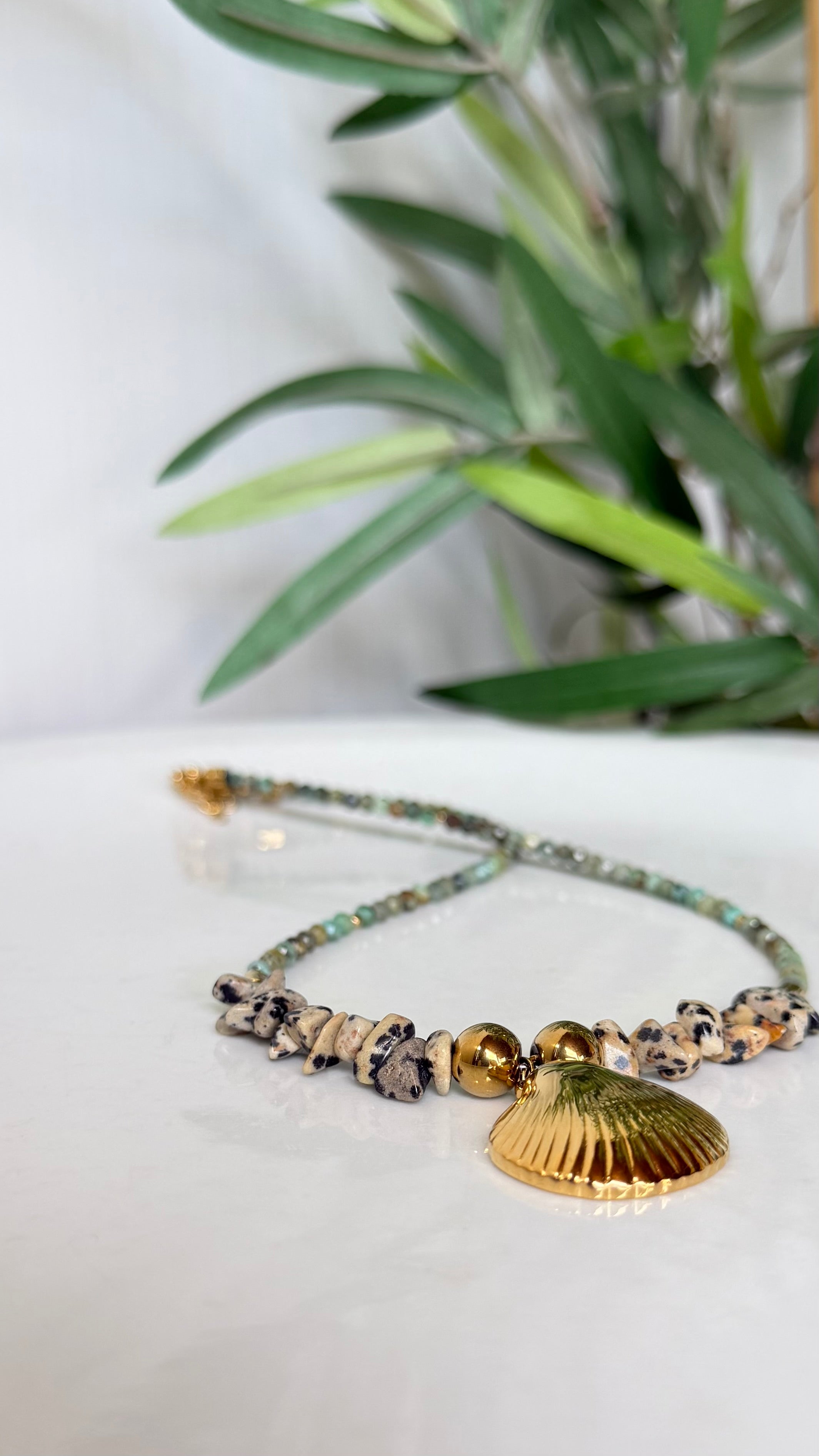 Collier Jaspe Dalmatien & Turquoise Africaine