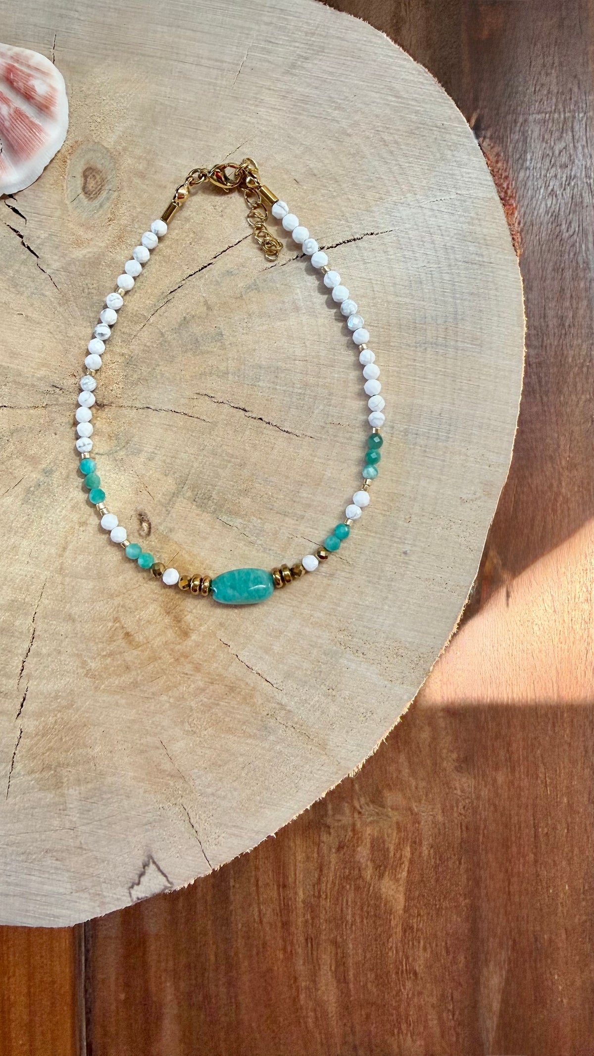 Chaîne de Cheville Amazonite & Howlite