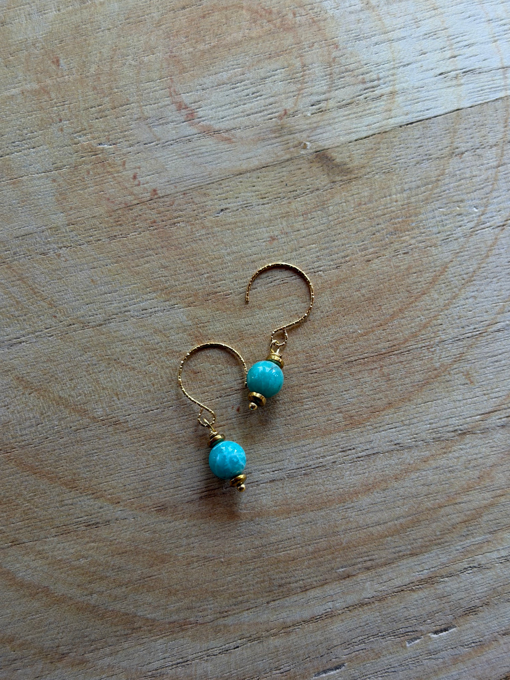 Boucles d’oreilles Amazonite & Hématite Dorée
