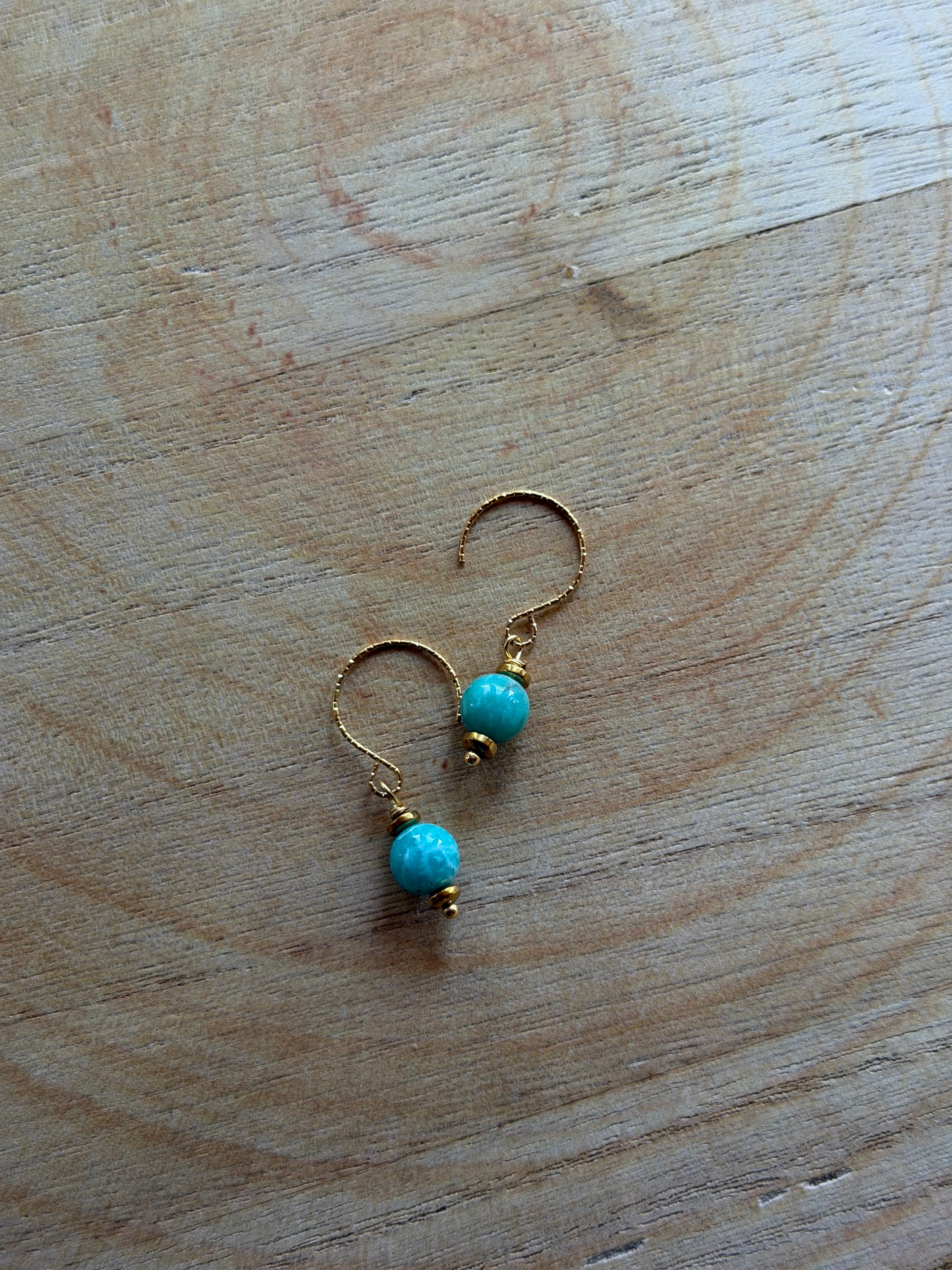 Boucles d’oreilles Amazonite & Hématite Dorée