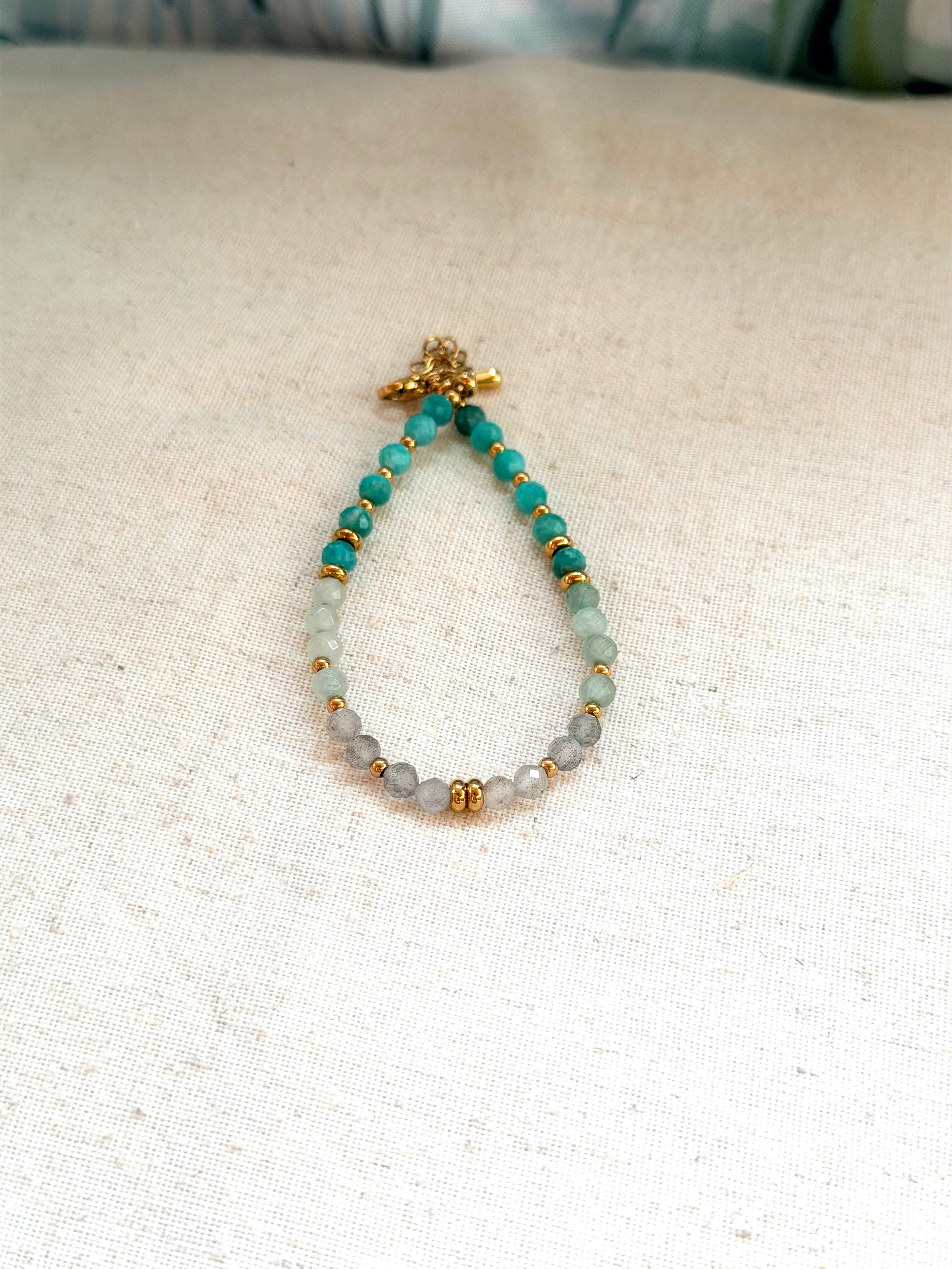 Bracelet en pierres naturelles amazonite, aventurine et labradorite – Naïra