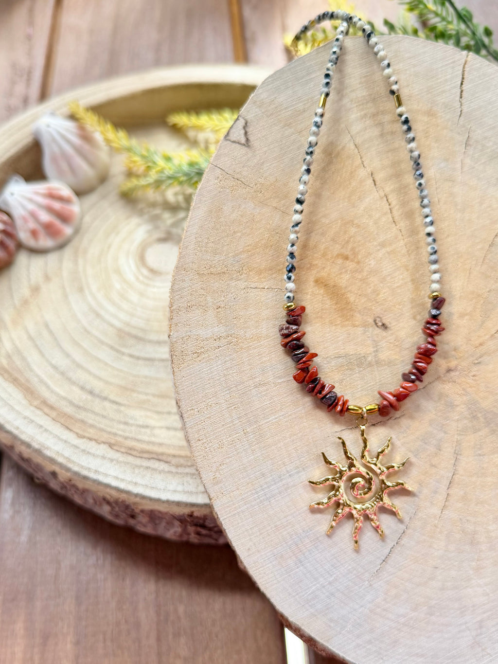 Collier Jaspe Rouge & Jaspe Dalmatien – Soleil
