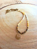 Chaîne de taille talisman – Aventurine jaune, quartz rutile et œil de tigre