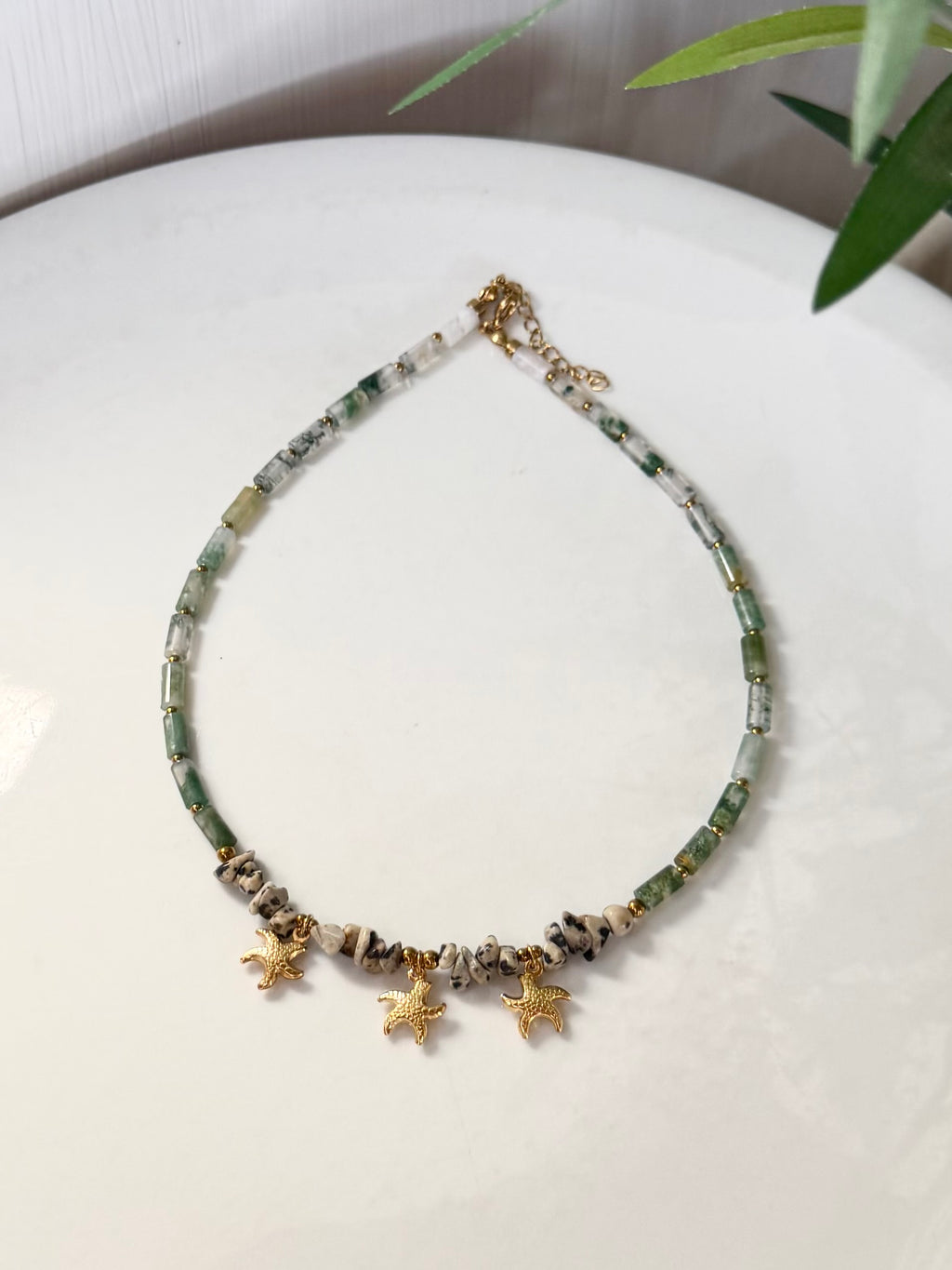 Collier Agate Mousse & Jaspe Dalmatien