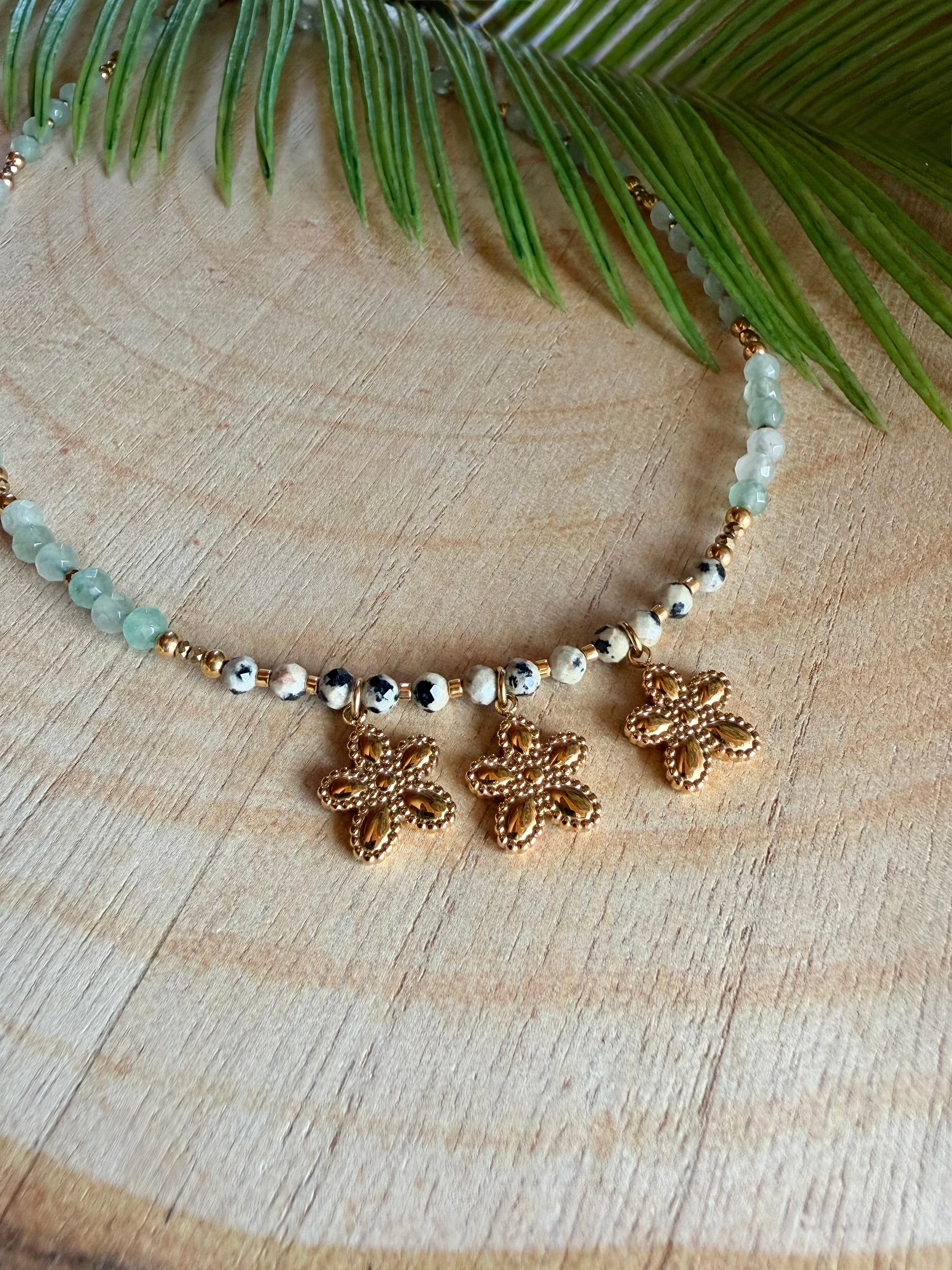 Le collier Elena - Aventurine et jaspe dalmatien