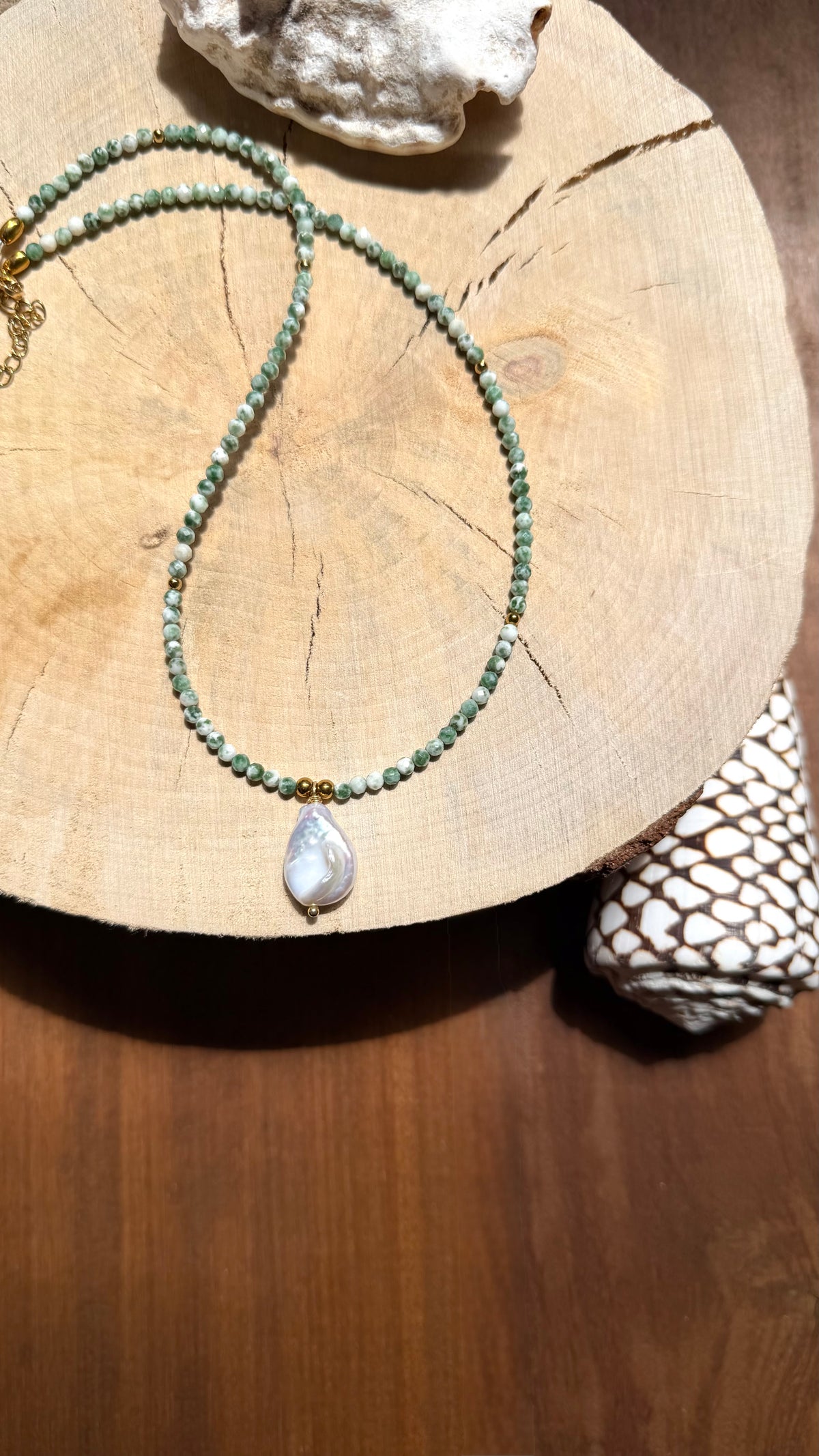 Collier Agate arbre & Perle d’eau douce