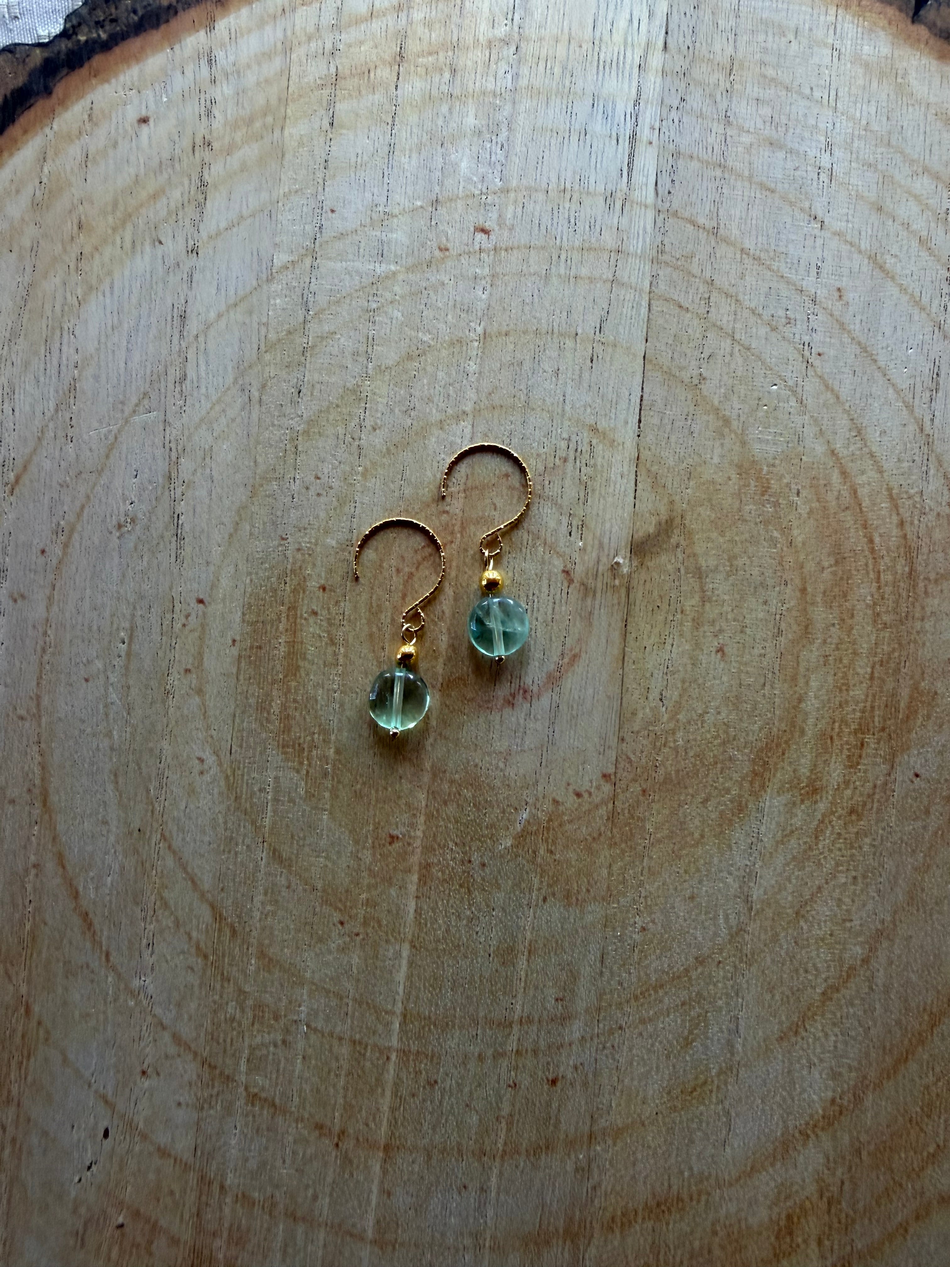 Boucles d’oreilles Fluorite & Hématite Dorée