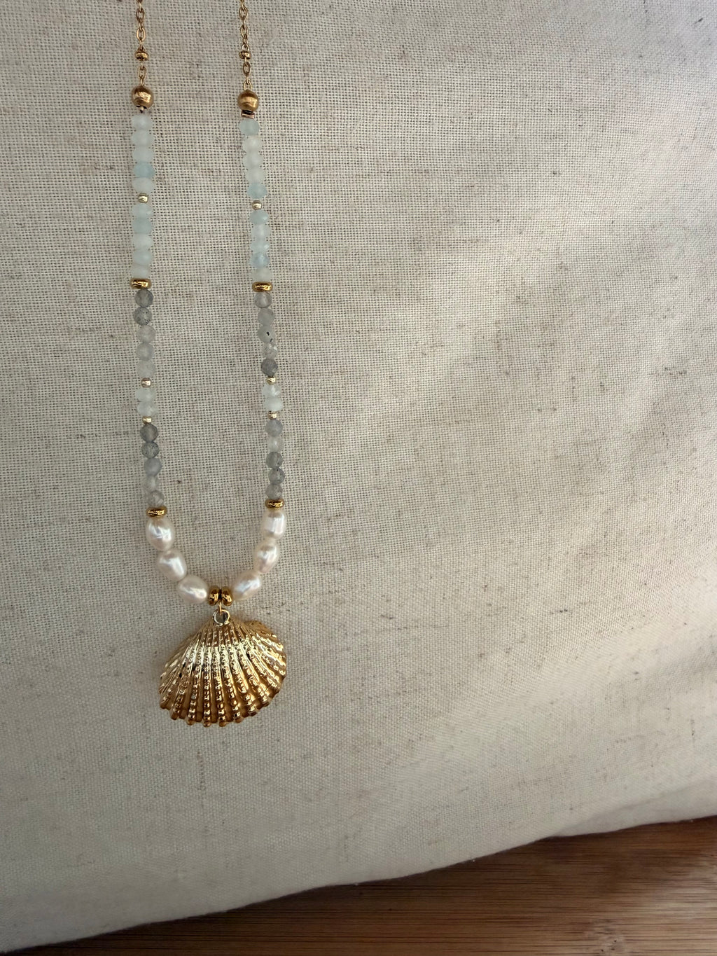 ✨ Collier Azura – Perles d’Eau Douce, Labradorite & Aigue-Marine