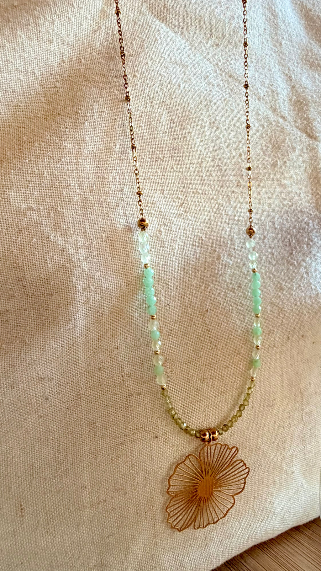 Collier Mahéa - Péridot - Jade - Préhnite
