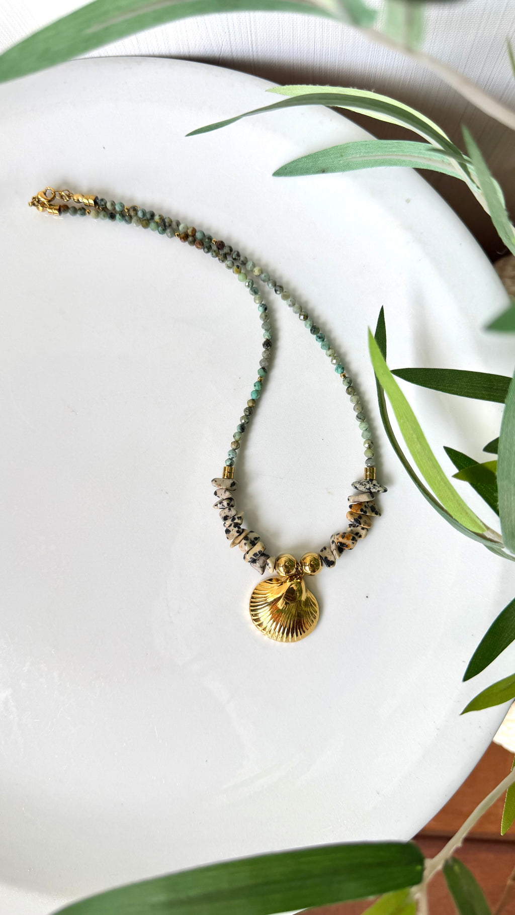 Collier Jaspe Dalmatien & Turquoise Africaine