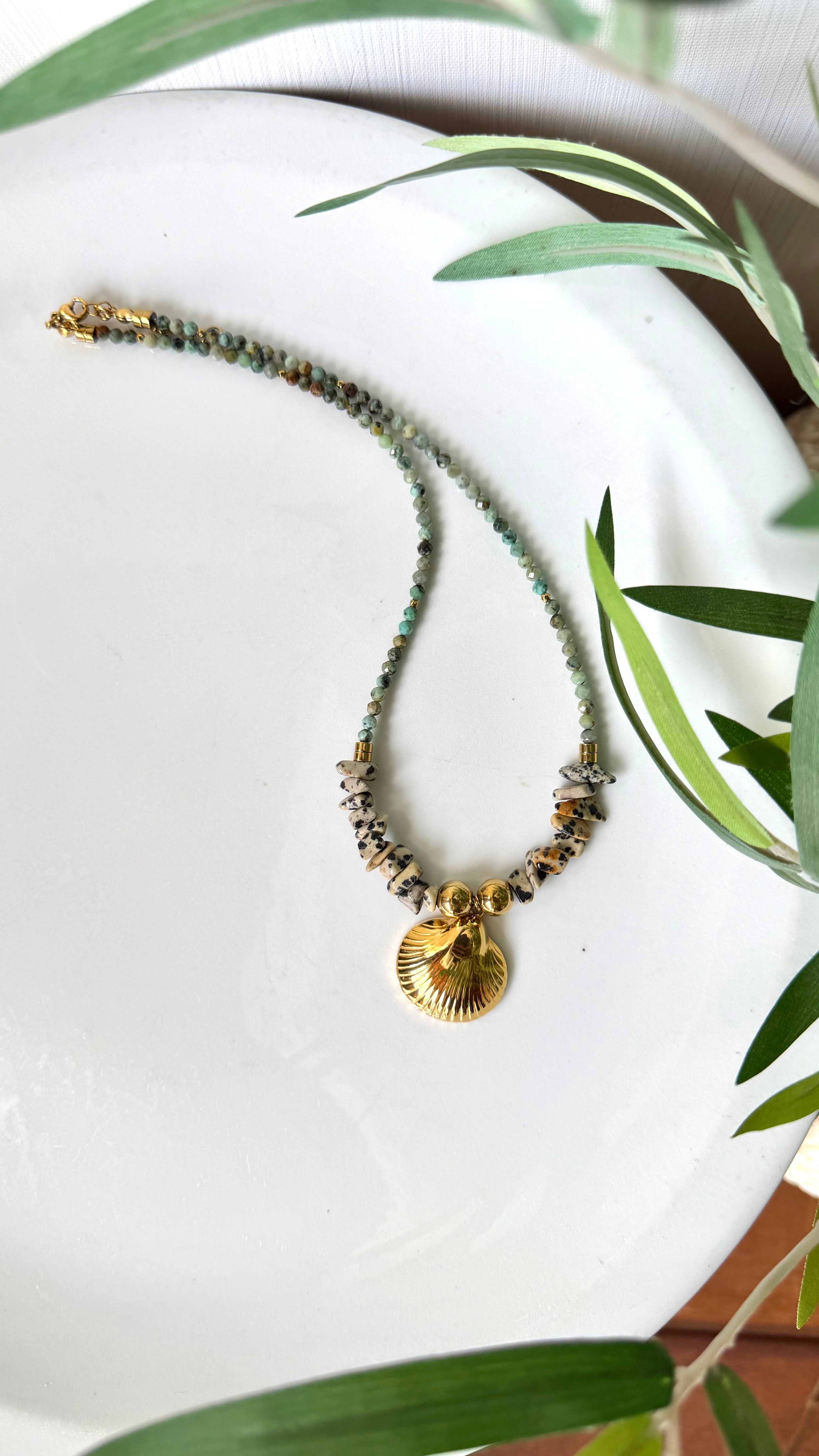 Collier Jaspe Dalmatien & Turquoise Africaine