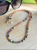 Chaîne de lunette Cléo - Pierre du soleil et tourmaline multicolore