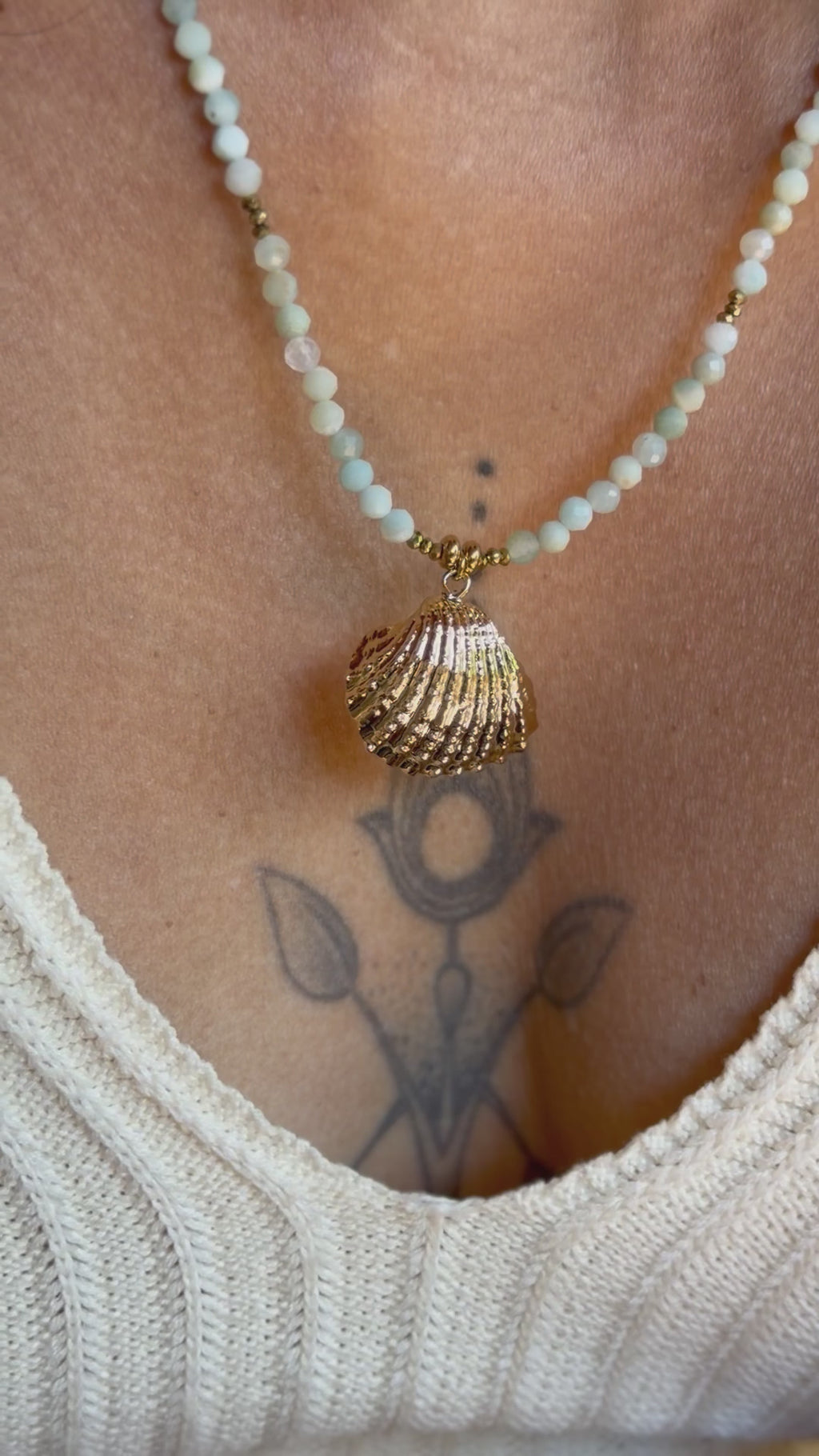 Collier Lila - Amazonite et coquillage