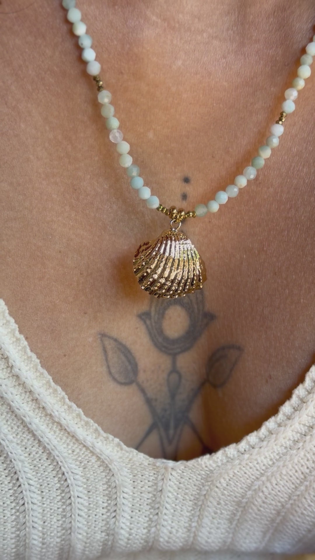 Collier Lila - Amazonite et coquillage