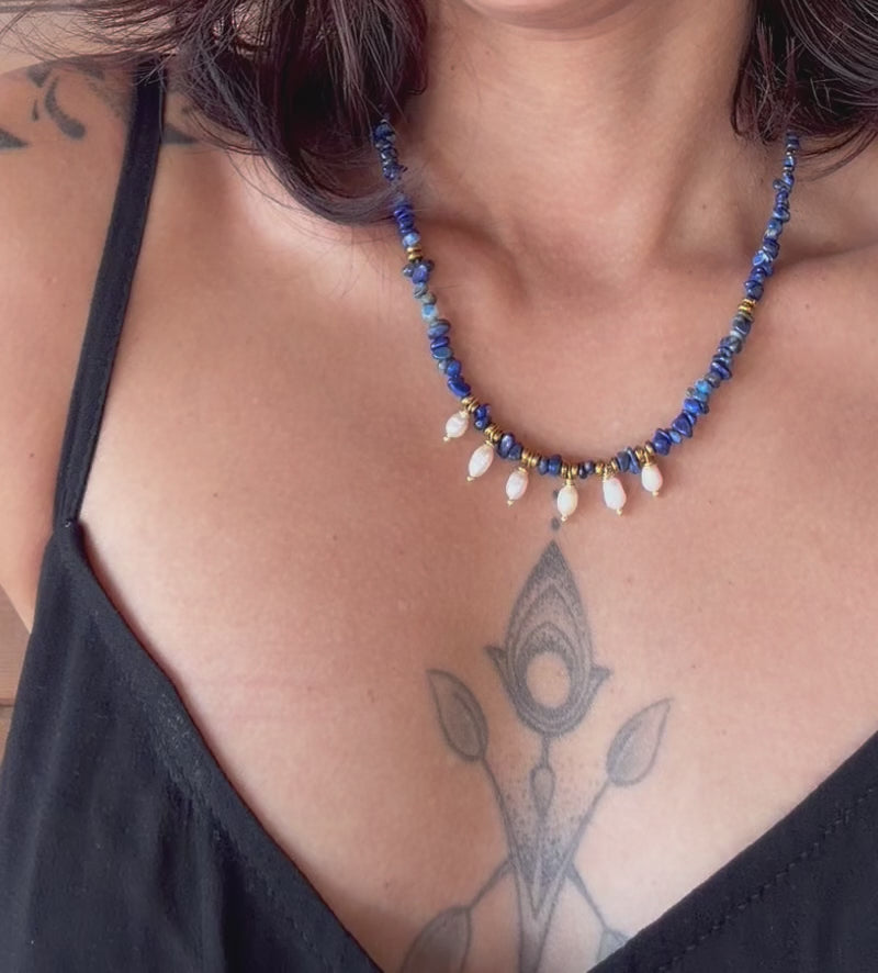 Lapis lazuli et perles d’eau douce