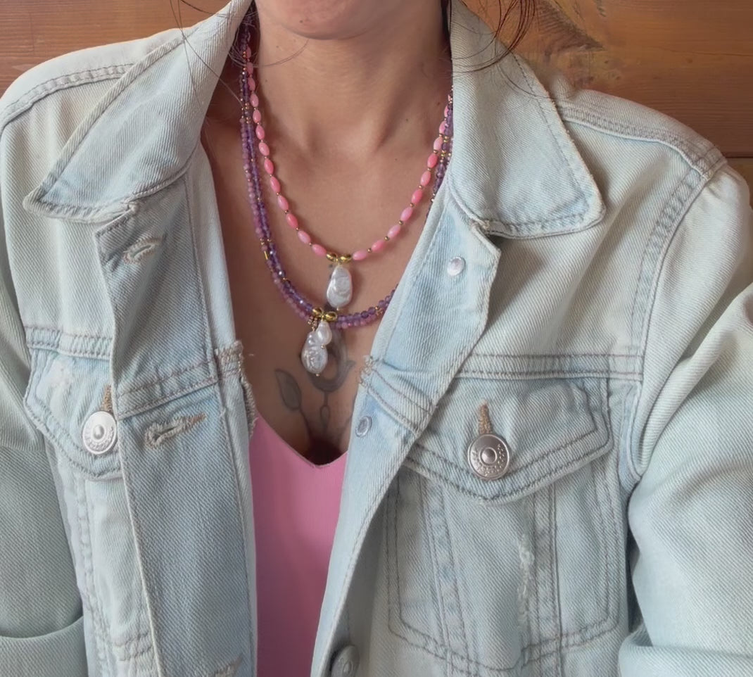Collier Améthyste & Perle d’eau douce