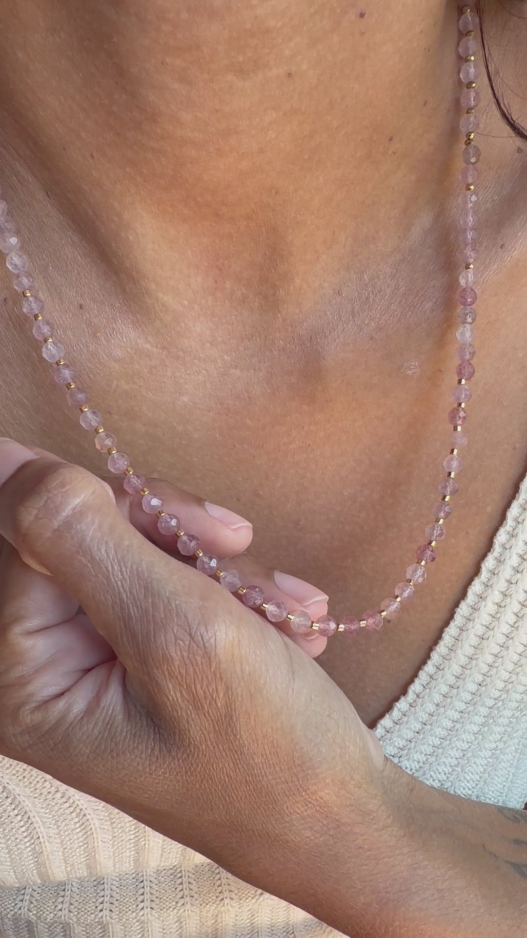 Collier Mila - Quartz Fraise