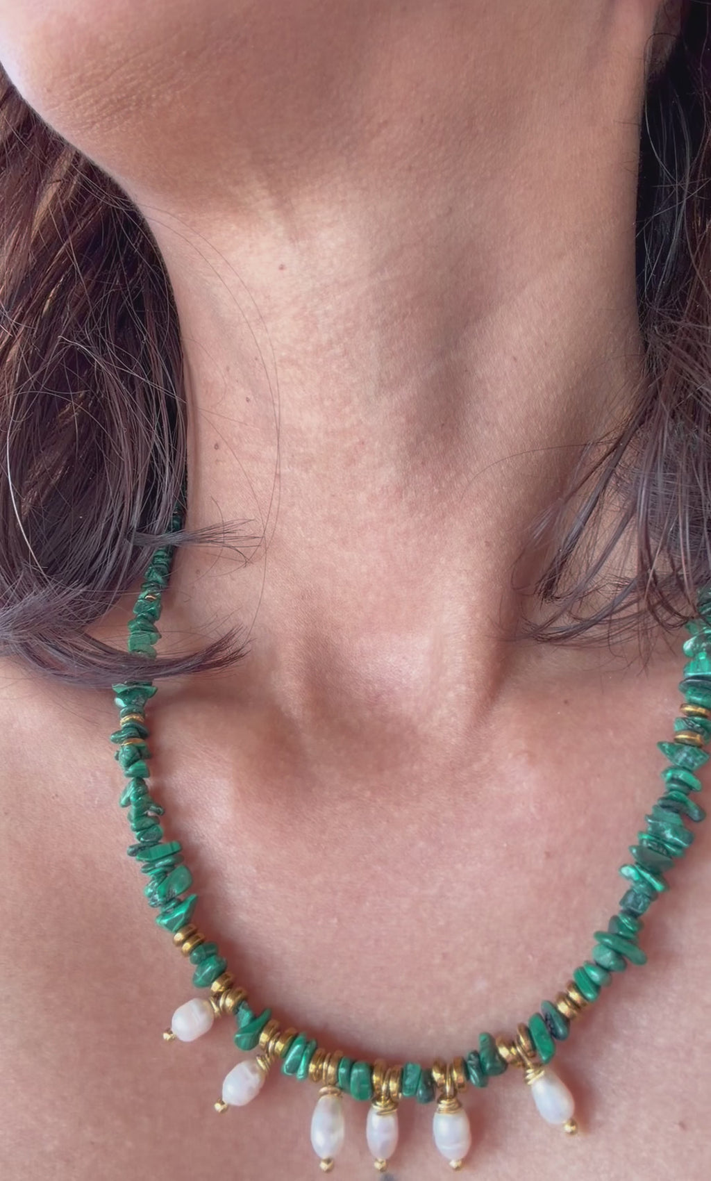 Malachite et perles d’eau douce