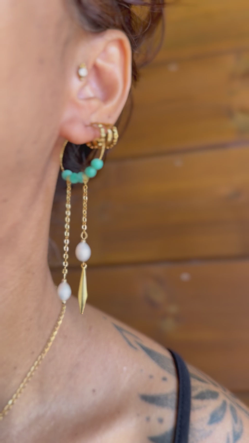 Les Boucles Amazone - Amazonite et perles d'eau douce