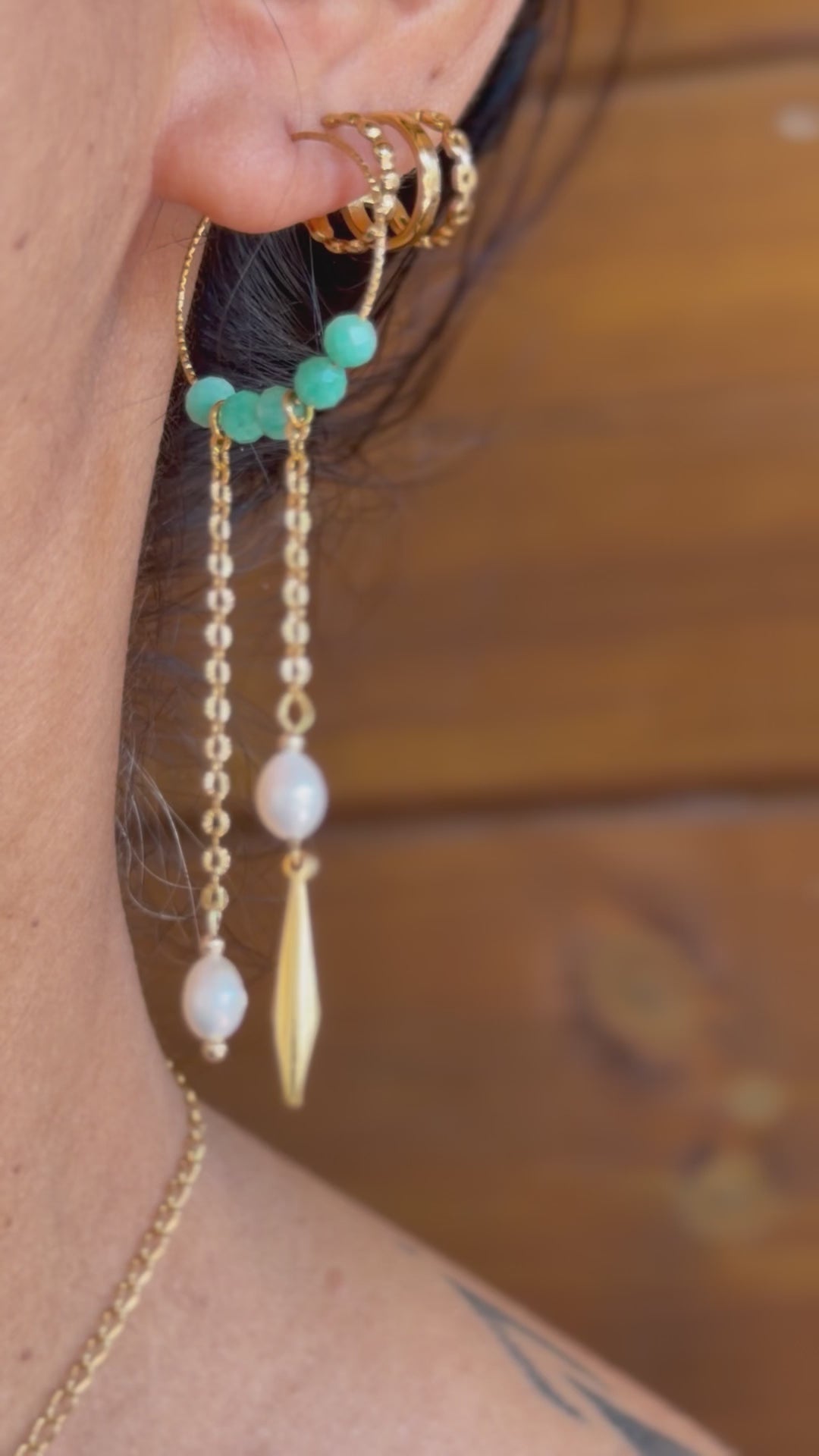 Les Boucles Amazone - Amazonite et perles d'eau douce