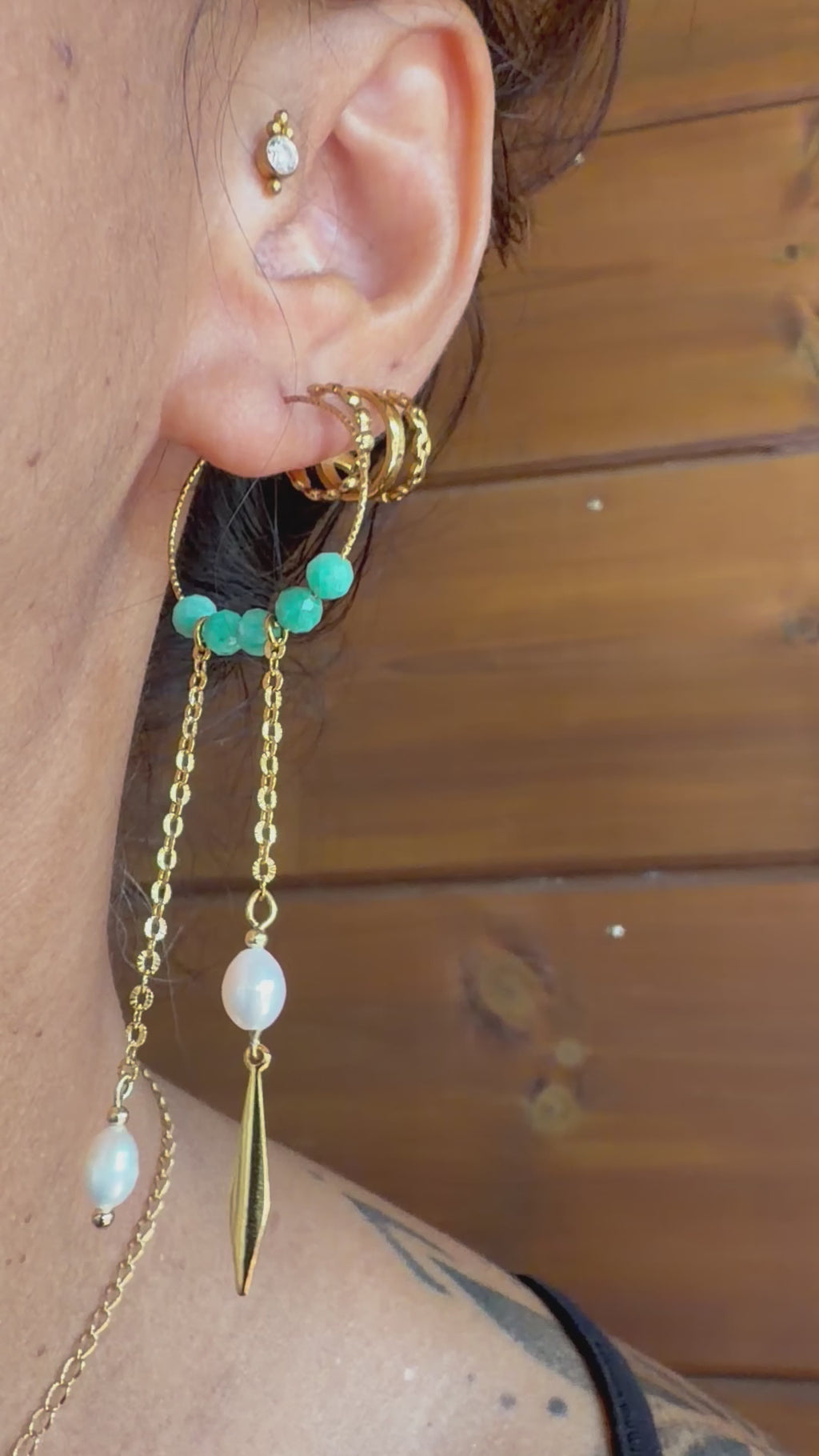 Les Boucles Amazone - Amazonite et perles d'eau douce