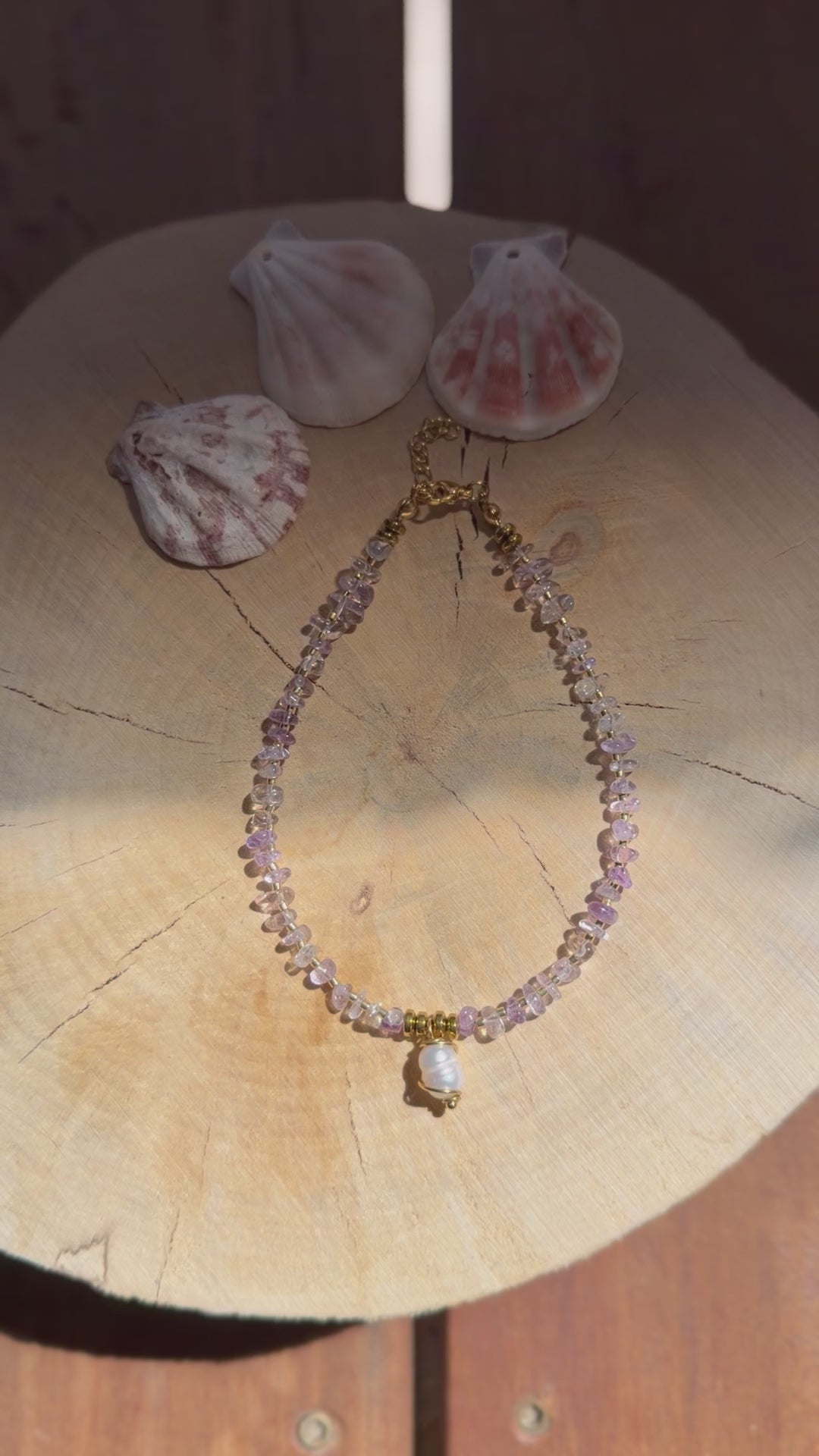 Chaîne de Cheville Améthyste & Perles d’Eau Douce