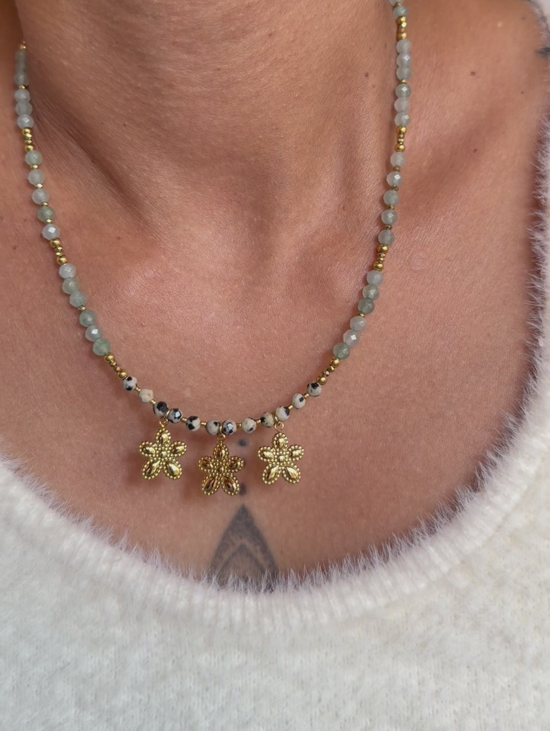 Le collier Elena - Aventurine et jaspe dalmatien