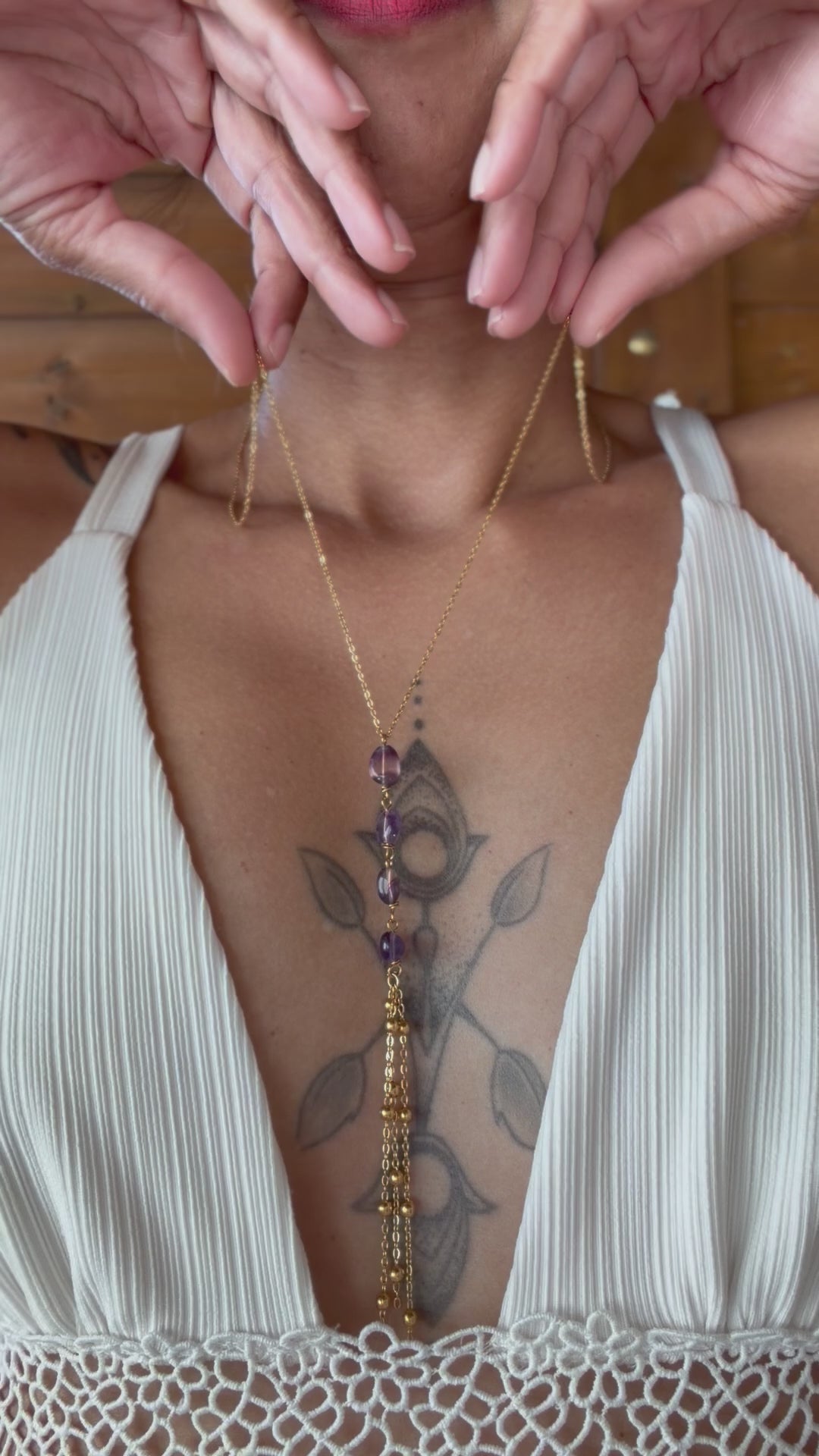 Sautoir Fluorite Mauve