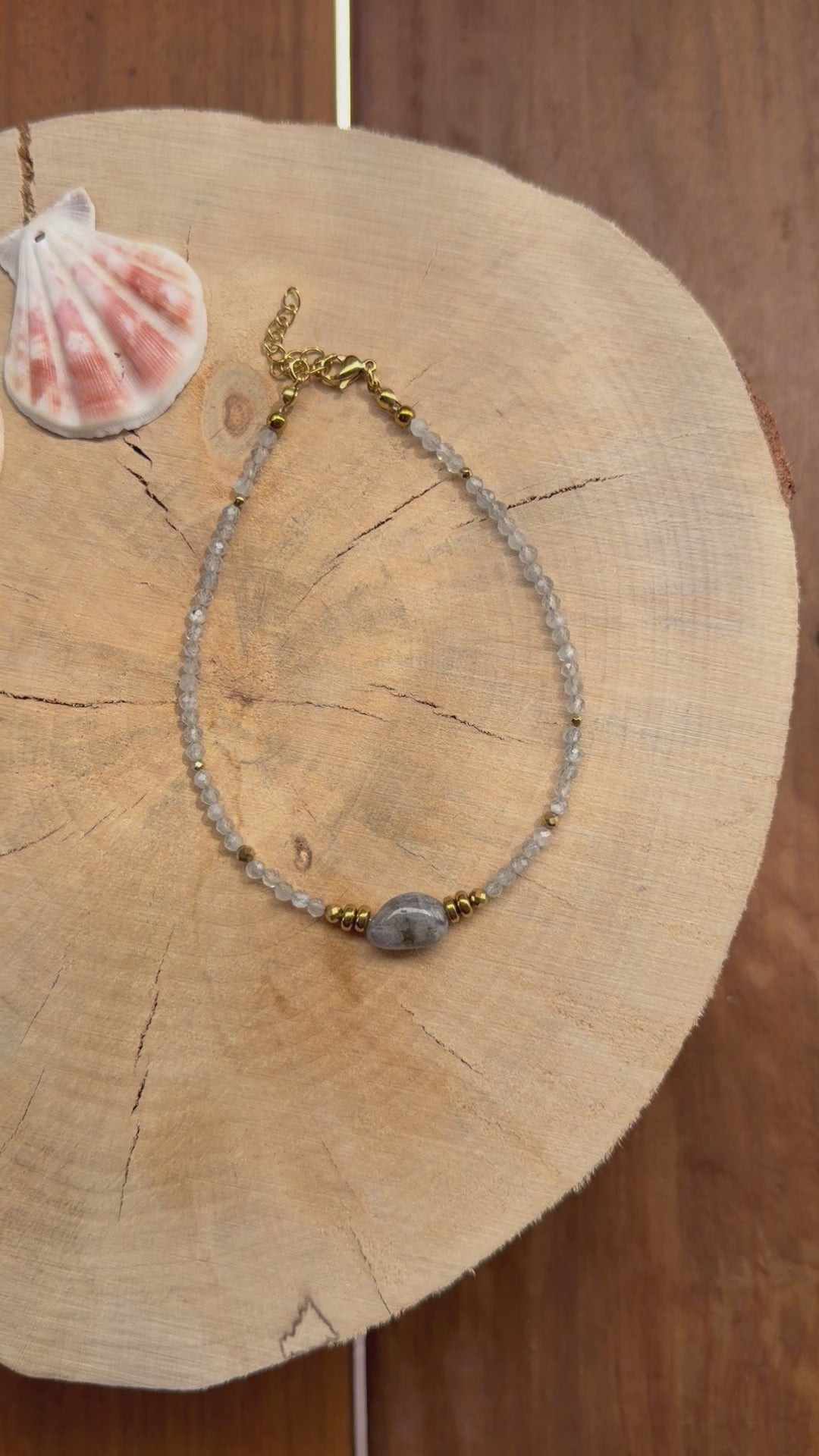 Chaîne de Cheville Labradorite & Hématite Dorée
