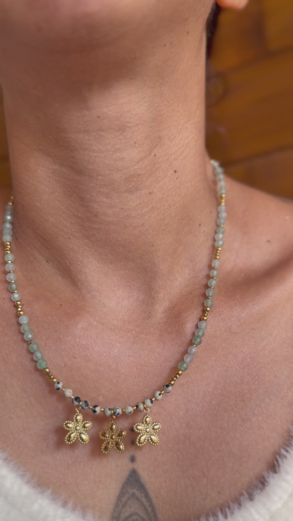 Le collier Elena - Aventurine et jaspe dalmatien
