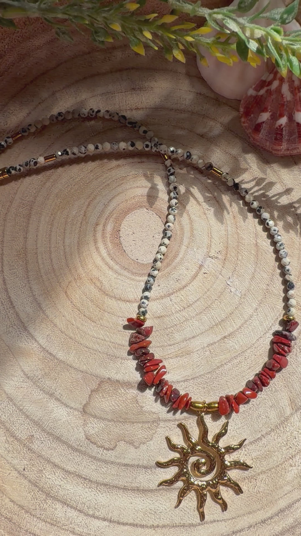 Collier Jaspe Rouge & Jaspe Dalmatien – Soleil