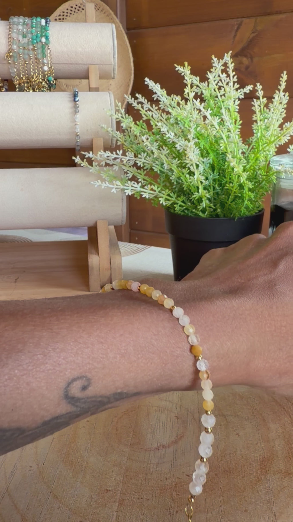 Bracelet en pierres naturelles pierre du soleil, aventurine jaune et citrine – Soléa