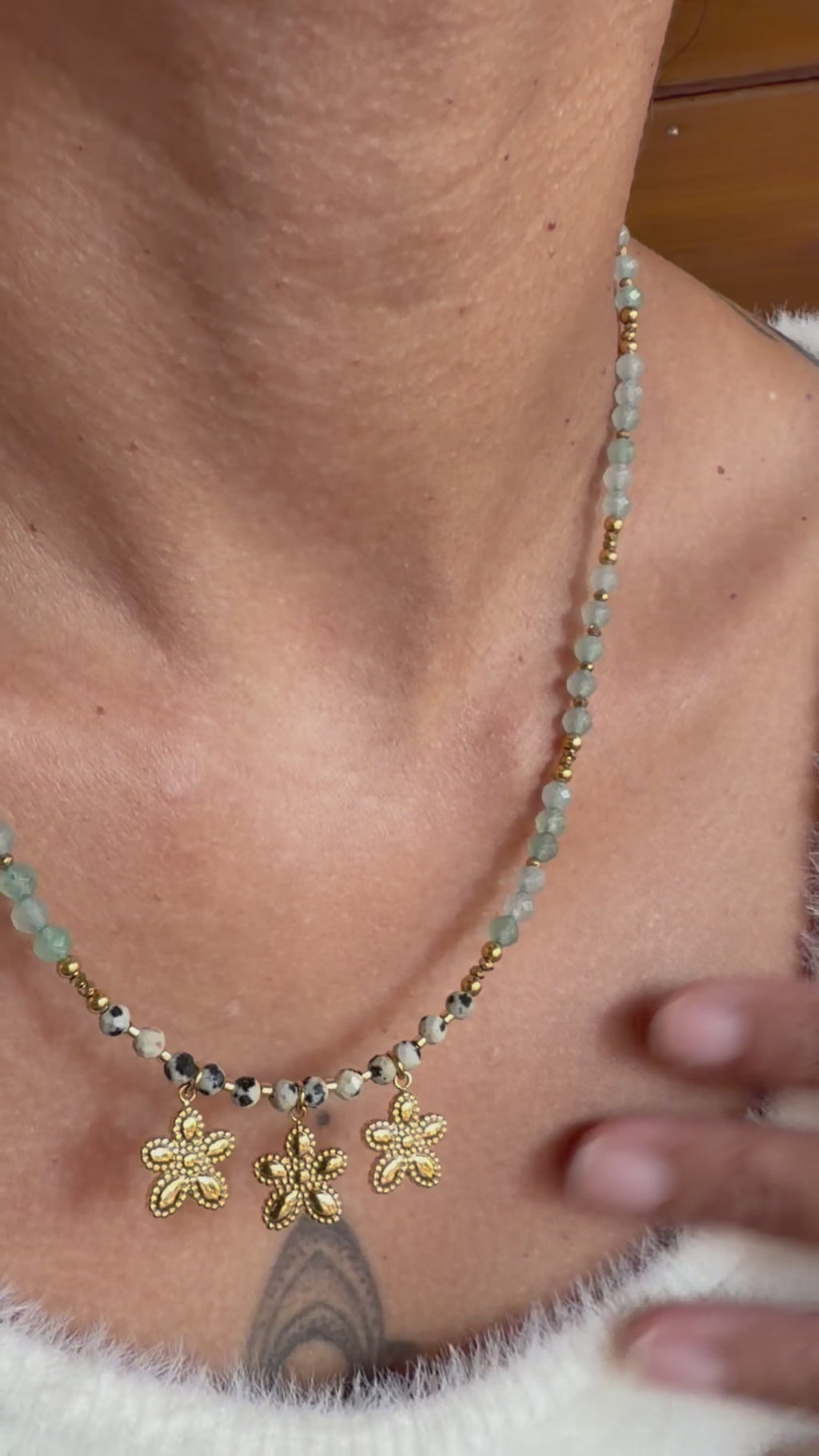 Le collier Elena - Aventurine et jaspe dalmatien
