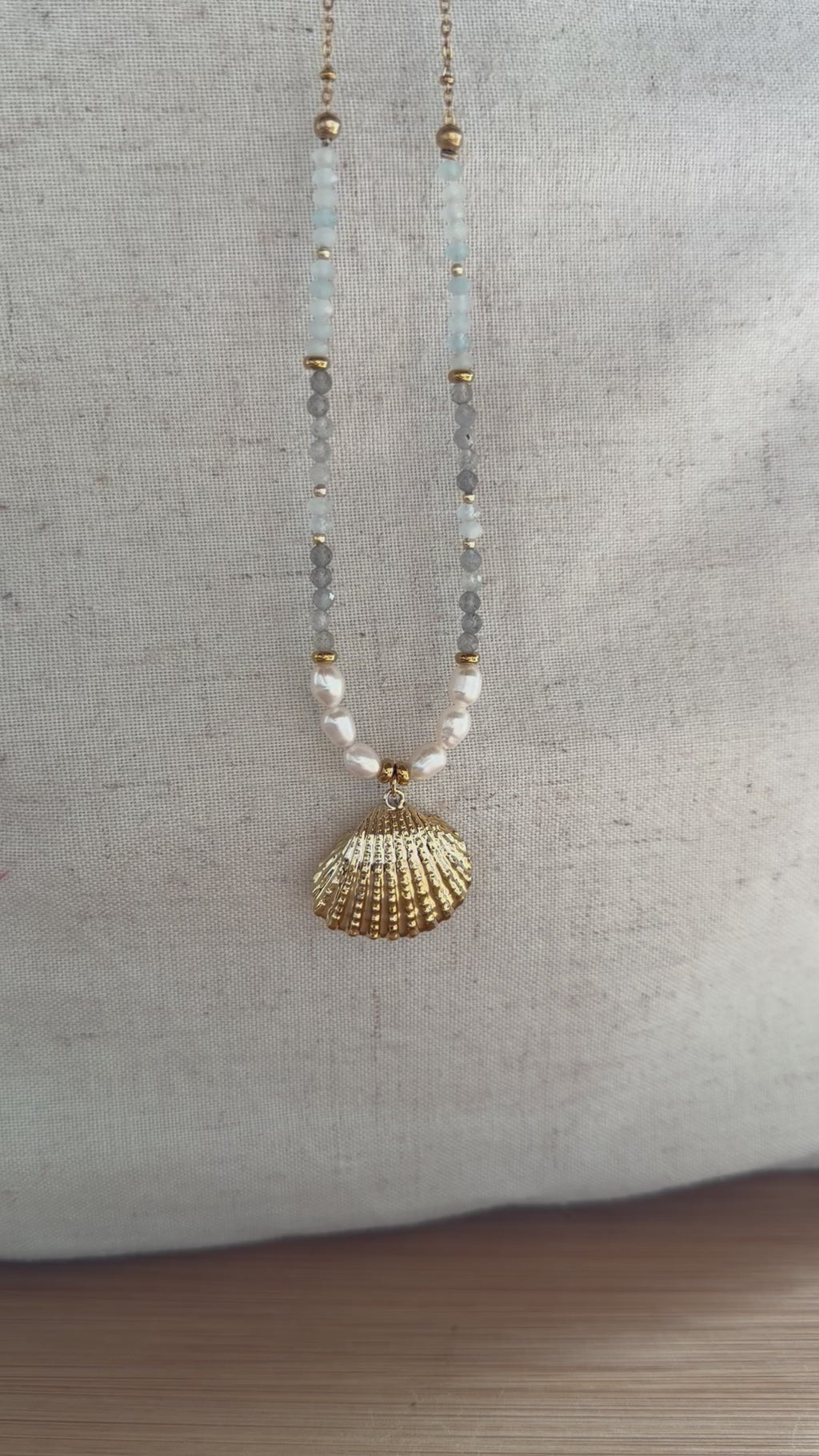 ✨ Collier Azura – Perles d’Eau Douce, Labradorite & Aigue-Marine