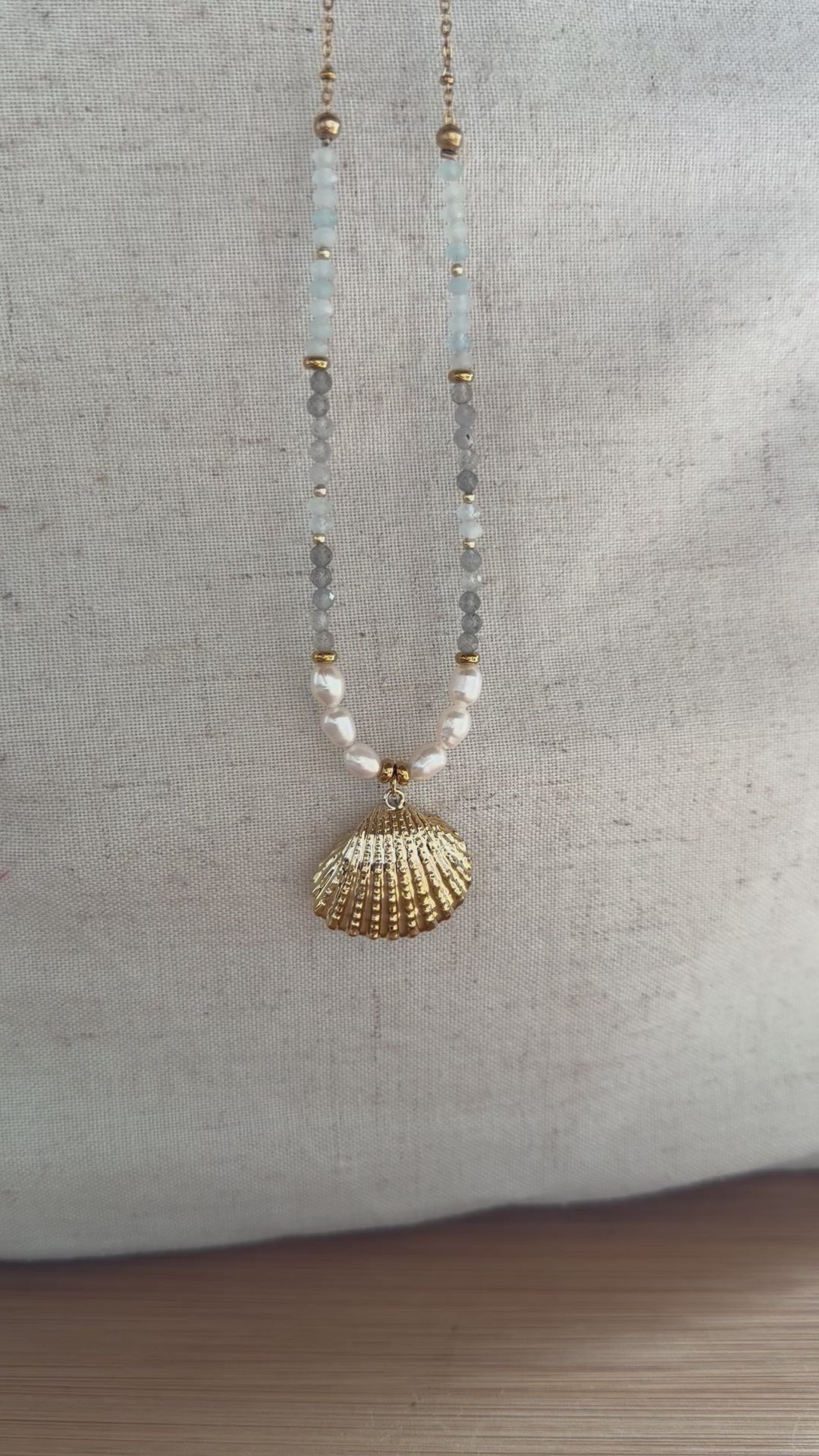 ✨ Collier Azura – Perles d’Eau Douce, Labradorite & Aigue-Marine