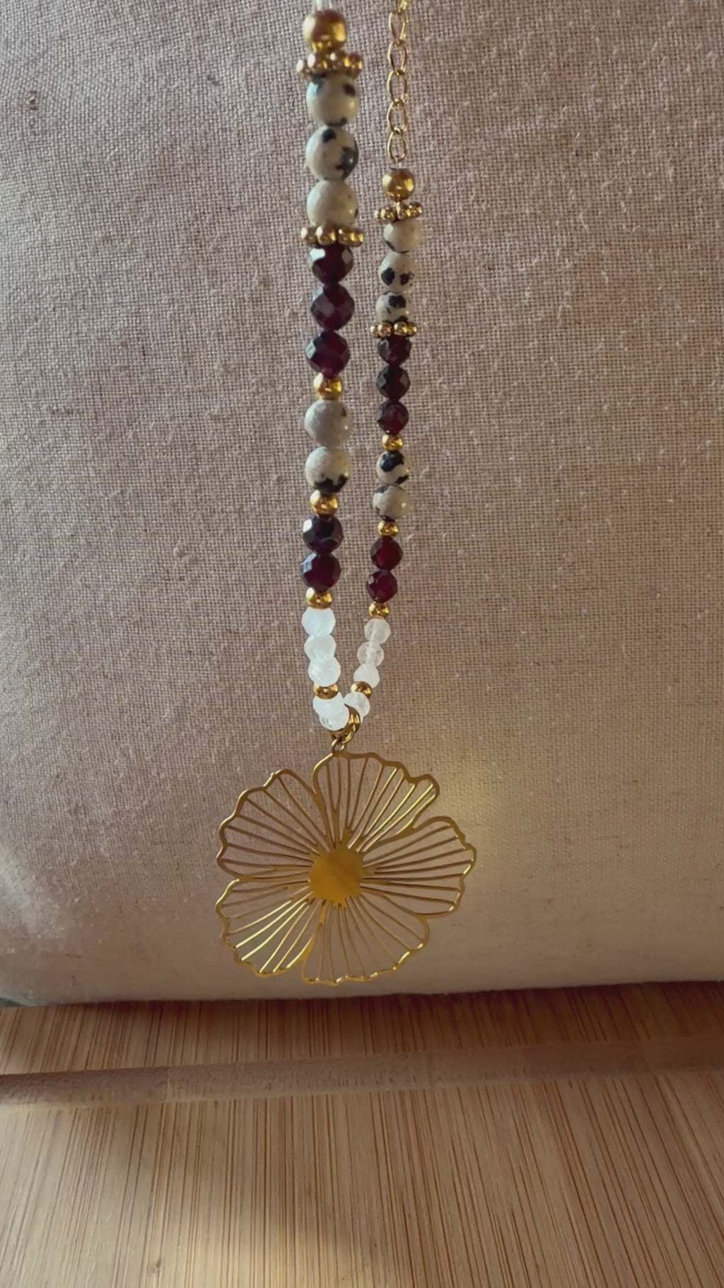 Collier Azélie - Grenat - Jaspe Dalmatien - Quartz Rose