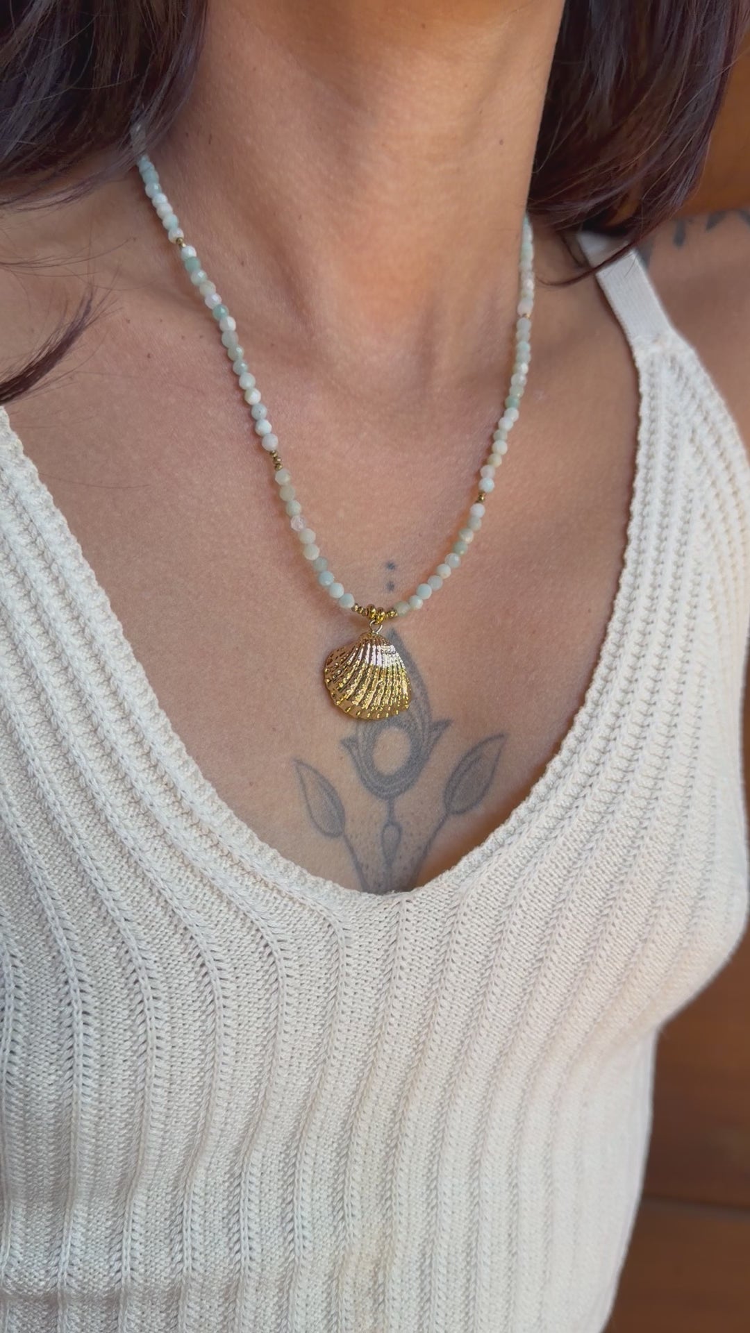 Collier Lila - Amazonite et coquillage