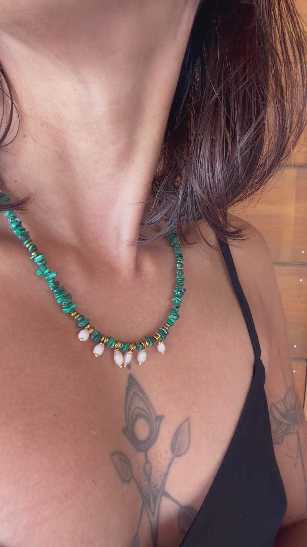 Malachite et perles d’eau douce