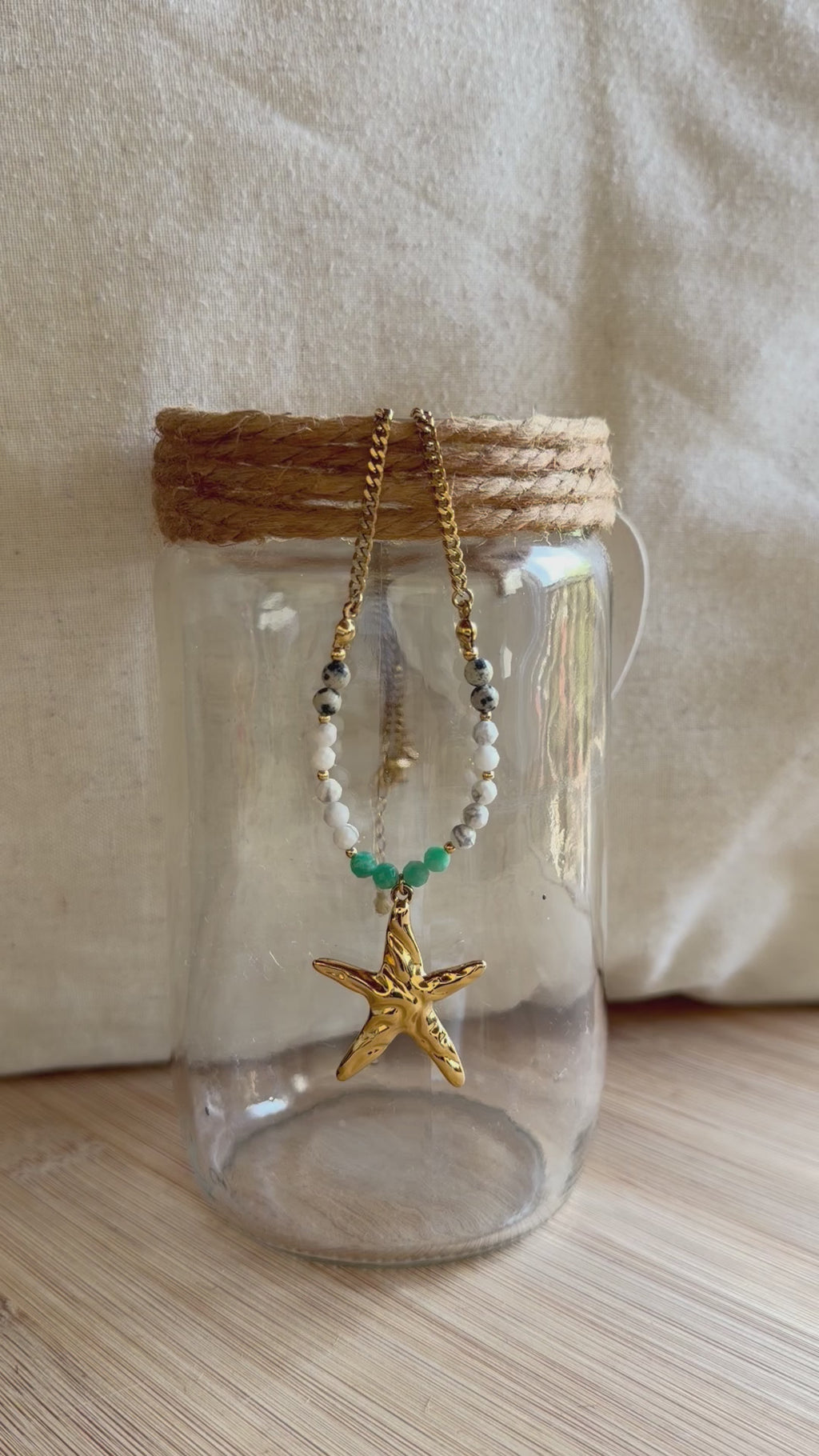 ✨ Collier Nerina – Jaspe Dalmatien, Howlite & Amazonite